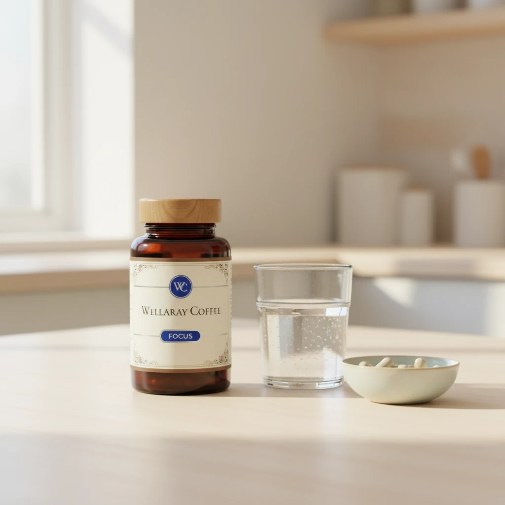 Wellaray Coffee Packung mit Sachet und Kaffeetasse - Produktdetail